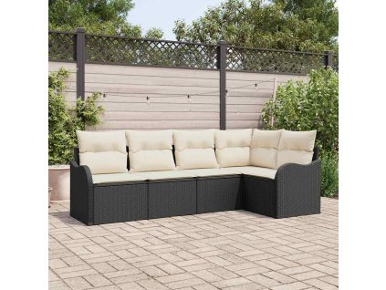 Sada zahradních pohovek Černá polyratan 3345697