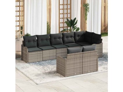 Sada zahradních pohovek Šedá polyratan 3345749