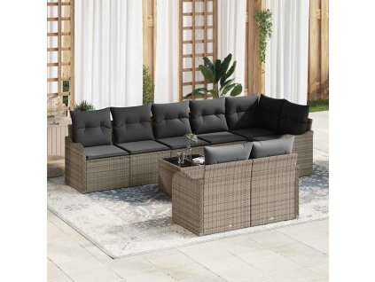 Sada zahradních pohovek 9 pcs Šedá polyratan 3345759