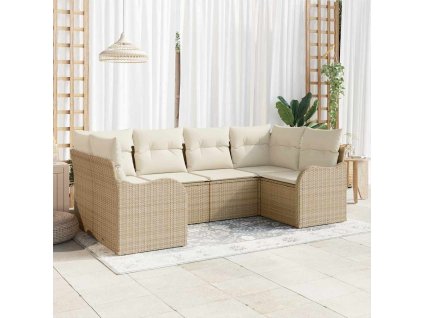 Sada zahradních pohovek s polštářem 6 pcs Béžová Poly ratan 3345841