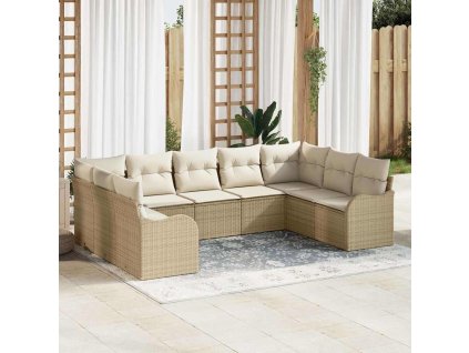 Sada zahradních pohovek 9 pcs Béžová polyratan 3345861