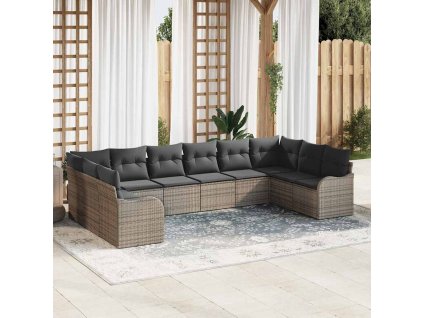 Sada zahradních pohovek Šedá polyratan 3345879