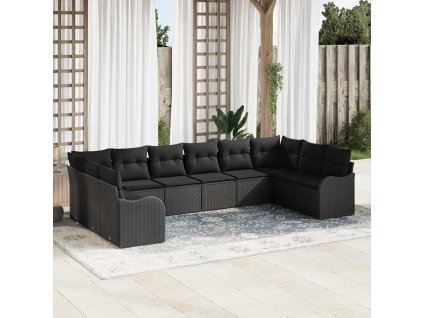 Sada zahradních pohovek 10 pcs Černá polyratan 3345883