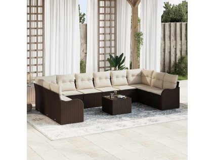 Sada zahradních pohovek Hnědá polyratan 3345888