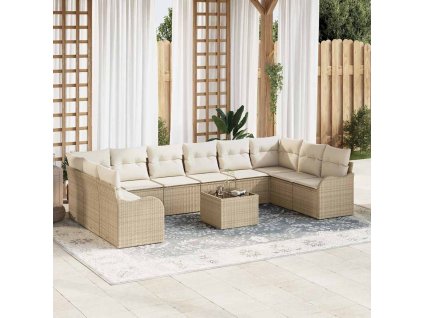 Sada zahradních pohovek 11 pcs Béžová polyratan 3345891