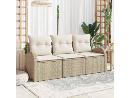 Sada zahradních pohovek Béžová polyratan 3345901