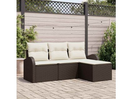 Sada zahradních pohovek Hnědá polyratan 3345988