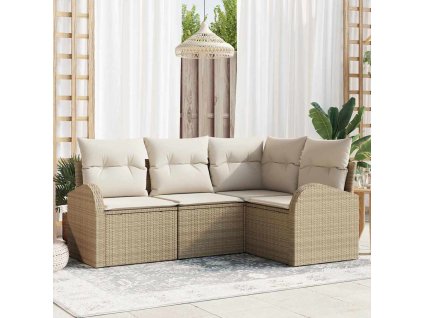 Sada zahradních pohovek 4 pcs Béžová polyratan 3346021