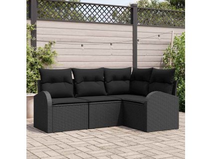 Sada zahradních pohovek 4 pcs Černá polyratan 3346023