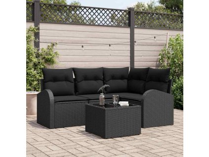 Sada zahradních pohovek 5 pcs Černá polyratan 3346033