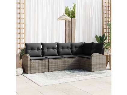 Set pohovek s polštářem 5 pcs Šedá Polyester 3346039