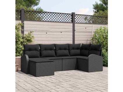 Sada zahradních pohovek 6 pcs Černá polyratan 3346113