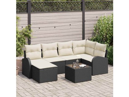 Sada zahradních pohovek 7 pcs Černá polyratan 3346117