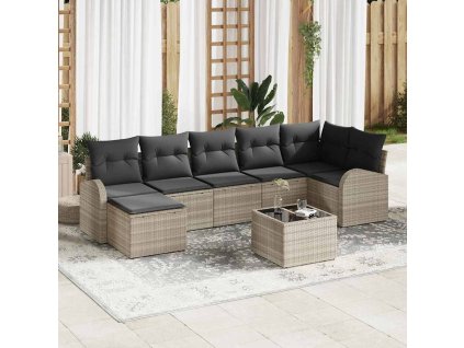 Sada zahradních pohovek 8 pcs Světle šedá Poly ratan 3346142