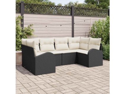 Sada zahradních pohovek s polštářem 6 pcs Černá Poly Ratan 3346177