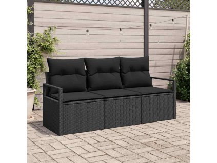 Set pohovek 3 pcs Černá polyratan 3346243