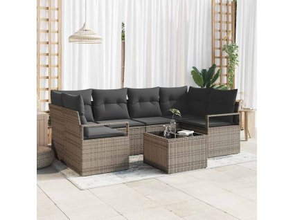 Set pohovek 7 pcs Šedá polyratan 3346279