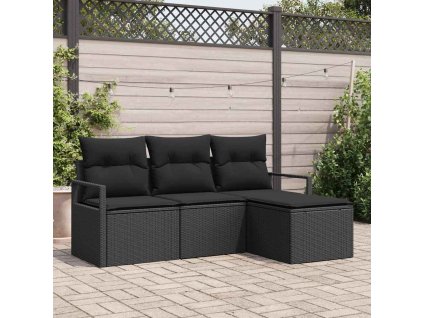 Set pohovek 4 pcs Černá polyratan 3346333