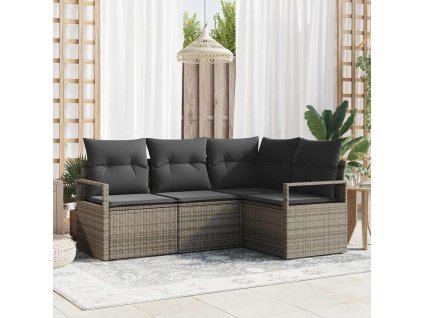 Set pohovek 4 pcs Šedá polyratan 3346359