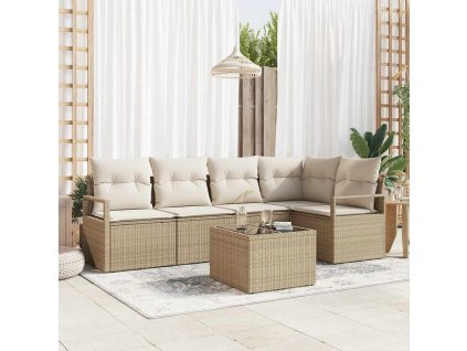Set pohovek 6 pcs Béžová polyratan 3346391