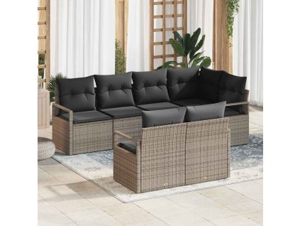 Set pohovek 7 pcs Šedá polyratan 3346419