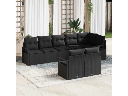 Set pohovek 8 pcs Černá polyratan 3346433