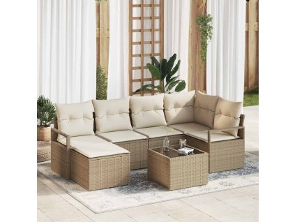 Set pohovek 7 pcs Béžová polyratan 3346461