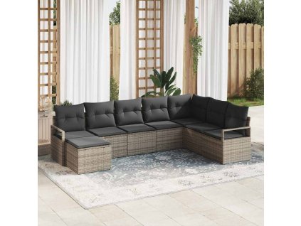 Sada zahradních pohovek 8 pcs Šedá Poly ratan 3346499