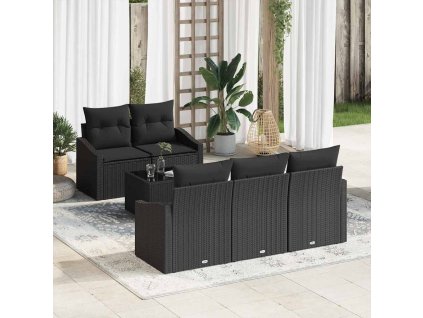Set pohovek s polštářem s polštářem 6 pcs Černá polyratan 3346603