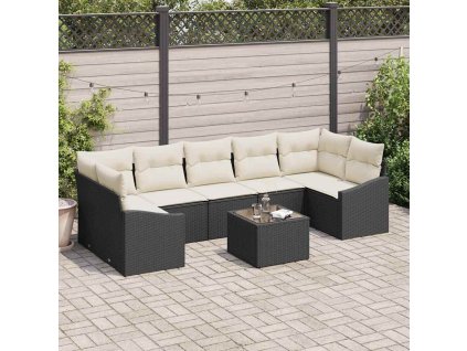 Set pohovek Černá a krémová 55 x 55 x 37 cm polyratan 3346637