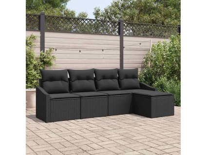 Set pohovek s polštářem 5 pcs Černá polyratan 3346683
