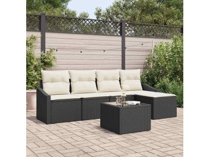 Set pohovek s polštářem 6 pcs Černá polyratan 3346687