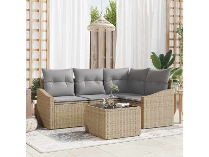 Set pohovek s polštářem 5 pcs Béžová polyratan 3346710