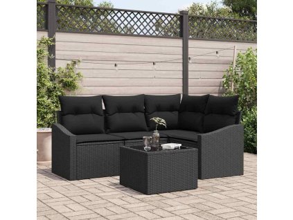 Set pohovek s polštářem 5 pcs Černá polyratan 3346713