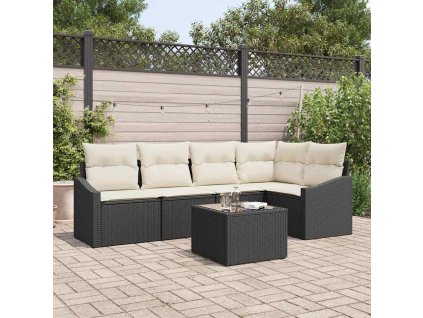 Set pohovek s polštářem 6 pcs Černá polyratan 3346727