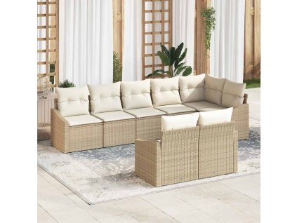 Set pohovek s polštářem 8 pcs Béžová polyratan 3346771