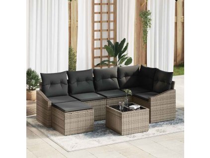 Sada zahradních pohovek 7 pcs Šedá Poly ratan 3346799