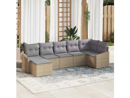 Set pohovek s polštářem 7 pcs Béžová polyratan 3346810