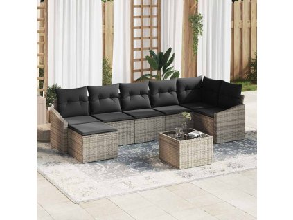 Set pohovek s polštářem 8 pcs Šedá polyratan 3346819