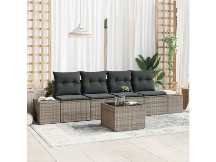 Set pohovek s polštářem s polštářem 5 pcs Šedá polyratan 3346929