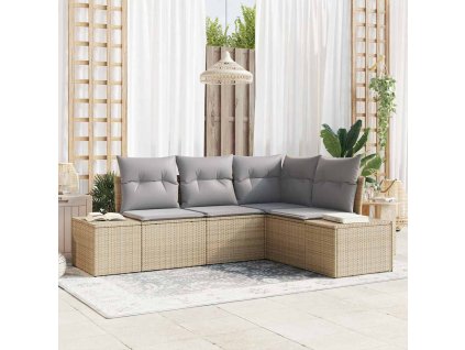 Sada zahradních pohovek 4 pcs Béžová polyratan 3347040