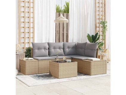 Sada zahradních pohovek 5 pcs Béžová polyratan 3347050