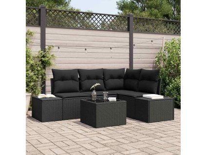 Sada zahradních pohovek 5 pcs Černá polyratan 3347053