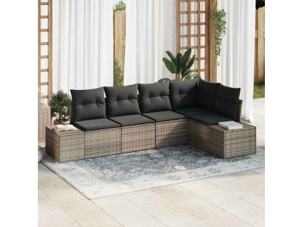 Sada zahradních pohovek 5 pcs Šedá polyratan 3347059