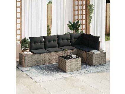 Sada zahradních pohovek 6 pcs Šedá polyratan 3347069