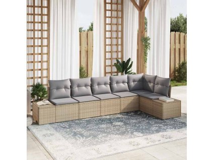 Sada zahradních pohovek 6 pcs Beige a šedá polyratan 3347080