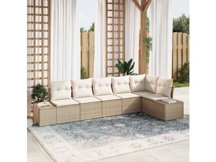 Sada zahradních pohovek 6 pcs Béžová a krémová polyratan 3347081