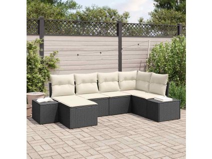 Sada zahradních pohovek 6 pcs Černá a krémová polyratan 3347127