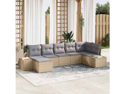 Sada zahradních pohovek s polštářem 7 pcs Béžová polyratan 3347150