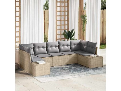 Sada zahradních pohovek s polštářem 7 pcs Béžová polyratan 3347210